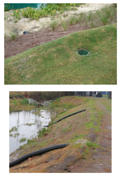 Fig 15. Two examples of using slope drains for bank stabilizatio